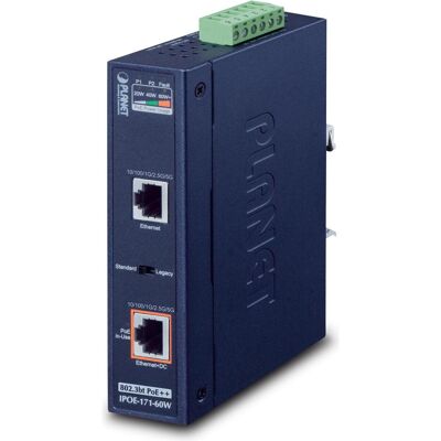 Planet Industrial Single-Port 10/100/1000Mbps Ultra PoE (2 Ports), Netzwerk Switch, Blau Planet Industrial Single-Port 10/100/1000Mbps Ultra PoE (2 Ports), Netzwerk Switch, Blau