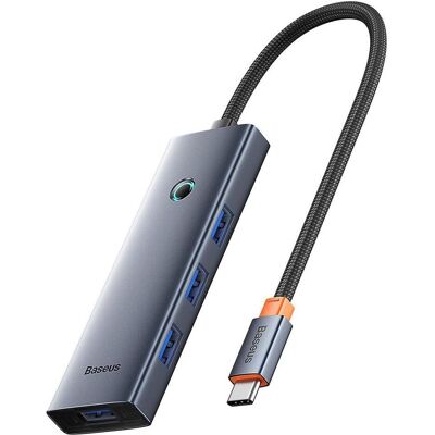 Baseus Hub UltraJoy Series Lite 4-Port (Type-C to USB3.0*4 Type-C 5V) (gray) (USB-C, 5 Ports), Dockingstation + USB Hub, Grau Baseus Hub UltraJoy Series Lite 4-Port (Type-C to USB3.0*4 Type-C 5V) (gray) (USB-C, 5 Ports), Dockingstation + USB Hub, Grau