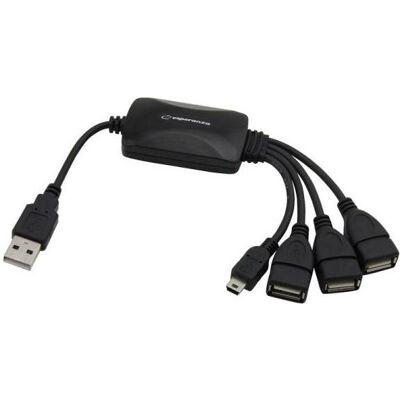 Esperanza EA114 Schnittstellen-Hub 480 Mbit/s Schwarz (USB-A, 4 Ports), Dockingstation + USB Hub, Schwarz Esperanza EA114 Schnittstellen-Hub 480 Mbit/s Schwarz (USB-A, 4 Ports), Dockingstation + USB Hub, Schwarz