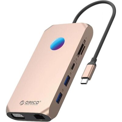 Orico Stacja/replikator XCR 12w1 RGB USB-C różowe złoto (ORICO-XCR-X2-RG-BP) (USB-C, 12 Ports), Dockingstation + USB Hub, Gold, Rosa Orico Stacja/replikator XCR 12w1 RGB USB-C różowe złoto (ORICO-XCR-X2-RG-BP) (USB-C, 12 Ports), Dockingstation + USB Hub, Gold, Rosa