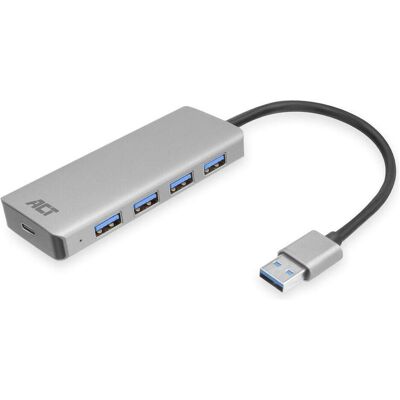 ACT AC6121 (USB-A, 4 Ports), Dockingstation + USB Hub, Schwarz, Grau ACT AC6121 (USB-A, 4 Ports), Dockingstation + USB Hub, Schwarz, Grau