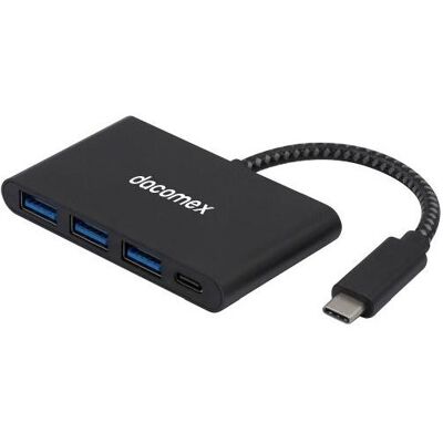 Dacomex Hub USB HB605 3 x Type-A + 1 x Type-C PD 60W (USB-C, 4 Ports), Dockingstation + USB Hub, Schwarz Dacomex Hub USB HB605 3 x Type-A + 1 x Type-C PD 60W (USB-C, 4 Ports), Dockingstation + USB Hub, Schwarz