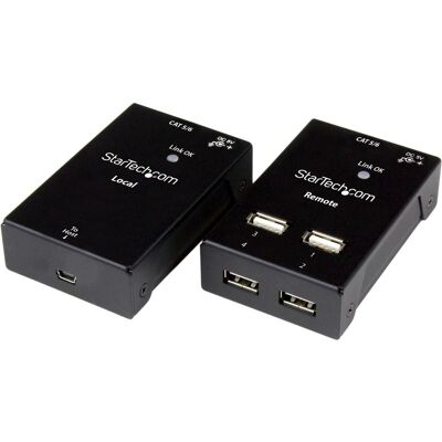 StarTech 4 port USB Extender over CAT5/6 (4 Ports), Dockingstation + USB Hub, Schwarz StarTech 4 port USB Extender over CAT5/6 (4 Ports), Dockingstation + USB Hub, Schwarz