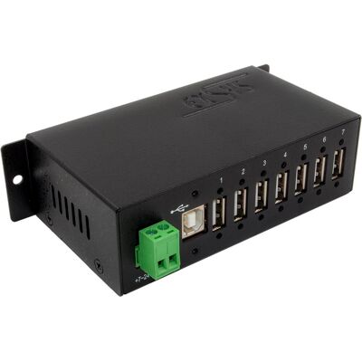 EXSYS USB 2.0 Hub (USB-B, 7 Ports), Dockingstation + USB Hub, Schwarz EXSYS USB 2.0 Hub (USB-B, 7 Ports), Dockingstation + USB Hub, Schwarz