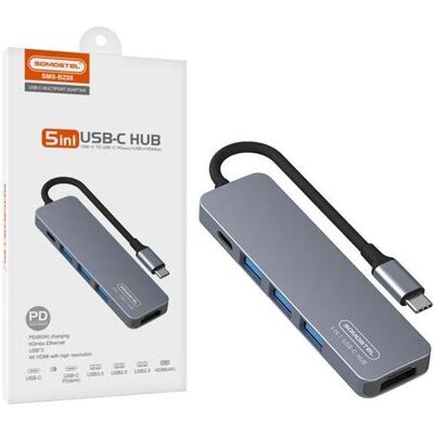 Somostel USB-HOST-ADAPTER SMS-BZ08 PD 60W 1XTYP-C 2XUSB 2.0 1XUSB 3.0 1xHDMI DEX HUB (USB-C, 4 Ports), Dockingstation + USB Hub, Schwarz Somostel USB-HOST-ADAPTER SMS-BZ08 PD 60W 1XTYP-C 2XUSB 2.0 1XUSB 3.0 1xHDMI DEX HUB (USB-C, 4 Ports), Dockingstation + USB Hub, Schwarz