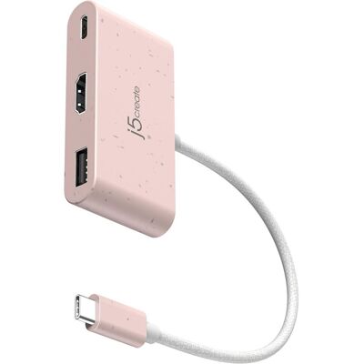 j5Create JCA379ER-N Umweltfreundlicher USB-C-zu-HDMI™- & USB™-Anschluss Typ A mit Power Delivery (USB-C, 3 Ports), Dockingstation + USB Hub, Rosa j5Create JCA379ER-N Umweltfreundlicher USB-C-zu-HDMI™- & USB™-Anschluss Typ A mit Power Delivery (USB-C, 3 Ports), Dockingstation + USB Hub, Rosa