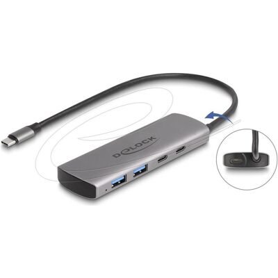 Delock USB 10 Gbps 2 Port USB Typ-A + 2 Port USB Type-C Hub (USB-C, 4 Ports), Dockingstation + USB Hub, Grau Delock USB 10 Gbps 2 Port USB Typ-A + 2 Port USB Type-C Hub (USB-C, 4 Ports), Dockingstation + USB Hub, Grau