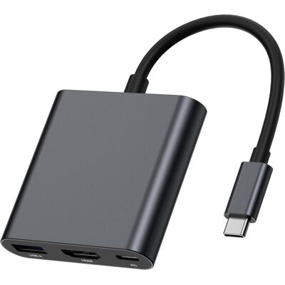 Fuj Tek 3-in-1 USB-C Hub 100W PD (USB-C), Dockingstation + USB Hub, Schwarz Fuj Tek 3-in-1 USB-C Hub 100W PD (USB-C), Dockingstation + USB Hub, Schwarz