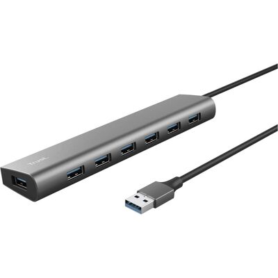 Trust Halyx USB 3.2 Gen 1 (USB-A, 7 Ports), Dockingstation + USB Hub, Silber Trust Halyx USB 3.2 Gen 1 (USB-A, 7 Ports), Dockingstation + USB Hub, Silber