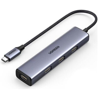 Ugreen Hub CM473 Type C to 4x USB 3.0 (gray) (USB-C, 4 Ports), Dockingstation + USB Hub, Silber Ugreen Hub CM473 Type C to 4x USB 3.0 (gray) (USB-C, 4 Ports), Dockingstation + USB Hub, Silber