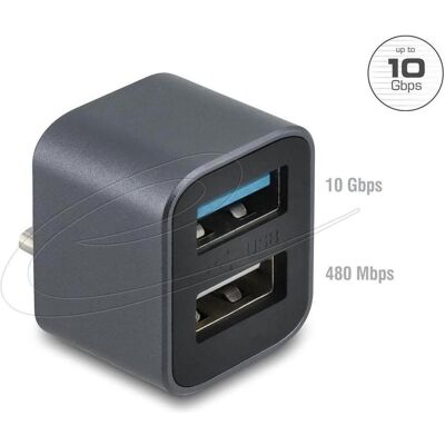 Delock Mini USB Hub USB Type-C Stecker zu 1 x USB 10 Gbps US (Thunderbolt, USB-C, 2 Ports), Dockingstation + USB Hub, Grau Delock Mini USB Hub USB Type-C Stecker zu 1 x USB 10 Gbps US (Thunderbolt, USB-C, 2 Ports), Dockingstation + USB Hub, Grau