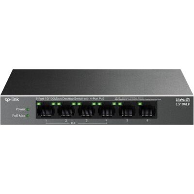 TP-Link LS106LP /100 (4xPOE) Desktop switch (6 Ports), Netzwerk Switch, Schwarz TP-Link LS106LP /100 (4xPOE) Desktop switch (6 Ports), Netzwerk Switch, Schwarz