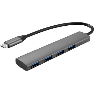 Fuj Tek Slim 4-Port USB-C Hub (USB-C, 4 Ports), Dockingstation + USB Hub, Schwarz Fuj Tek Slim 4-Port USB-C Hub (USB-C, 4 Ports), Dockingstation + USB Hub, Schwarz