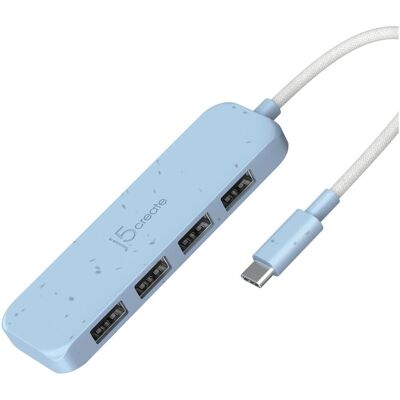 j5Create Umweltfreundlicher USB-C-zu-Hub Typ A Gen 2 mit 4 Anschlüssen, USB 3.2 Gen 1 (3.1 Gen 1) Ty (USB-C, 4 Ports), Dockingstation + USB Hub, Blau j5Create Umweltfreundlicher USB-C-zu-Hub Typ A Gen 2 mit 4 Anschlüssen, USB 3.2 Gen 1 (3.1 Gen 1) Ty (USB-C, 4 Ports), Dockingstation + USB Hub, Blau