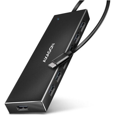 Axagon HUE-F7A 7x USB 3.2 Gen 1 Aluminium Flat Hub, 30 cm USB-C-Kabel (USB-C, 7 Ports), Dockingstation + USB Hub, Schwarz Axagon HUE-F7A 7x USB 3.2 Gen 1 Aluminium Flat Hub, 30 cm USB-C-Kabel (USB-C, 7 Ports), Dockingstation + USB Hub, Schwarz