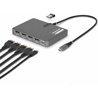 StarTech USB-C To Quad DP Adapter Adapter 4k 60hz Displayport (USB-C), Dockingstation + USB Hub, Grau StarTech USB-C To Quad DP Adapter Adapter 4k 60hz Displayport (USB-C), Dockingstation + USB Hub, Grau