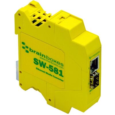Brainboxes Medienkonvertert, Faser Multi-Mode / Faser Single-Mode - Ethernet, Glasfaseranschlüsse 1SFP, Netzwerk Switch, Gelb Brainboxes Medienkonvertert, Faser Multi-Mode / Faser Single-Mode - Ethernet, Glasfaseranschlüsse 1SFP, Netzwerk Switch, Gelb