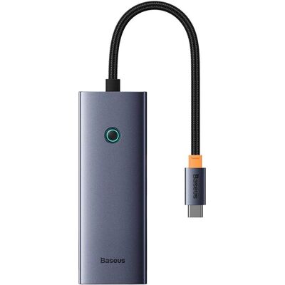 Baseus Hub UltraJoy Series 5w1 USB-C do 1x HDMI4K@30Hz+ 4 x USB-A 3.0 - szary (USB-C, 5 Ports), Dockingstation + USB Hub, Grau, Silber Baseus Hub UltraJoy Series 5w1 USB-C do 1x HDMI4K@30Hz+ 4 x USB-A 3.0 - szary (USB-C, 5 Ports), Dockingstation + USB Hub, Grau, Silber