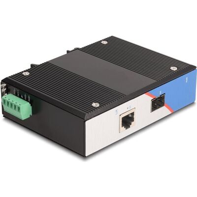Delock Industrie Gigabit Medienkonverter RJ45 zu SFP für Hutschiene (2 Ports), Netzwerk Switch, Schwarz Delock Industrie Gigabit Medienkonverter RJ45 zu SFP für Hutschiene (2 Ports), Netzwerk Switch, Schwarz