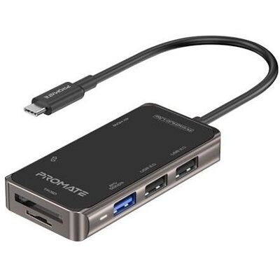 ProMate PrimeHub-Lite USB-C Multimedia Hub / 4K HDMI / USB3.0 / SD / PD (USB-C, 7 Ports), Dockingstation + USB Hub, Grau ProMate PrimeHub-Lite USB-C Multimedia Hub / 4K HDMI / USB3.0 / SD / PD (USB-C, 7 Ports), Dockingstation + USB Hub, Grau