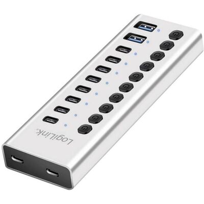 LogiLink Prüfen (USB-A, USB-C, 10 Ports), Dockingstation + USB Hub, Silber LogiLink Prüfen (USB-A, USB-C, 10 Ports), Dockingstation + USB Hub, Silber