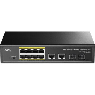Cudy Switch (GS1010PS2) (10 Ports), Netzwerk Switch, Schwarz Cudy Switch (GS1010PS2) (10 Ports), Netzwerk Switch, Schwarz