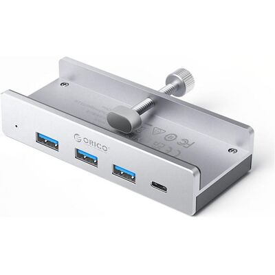 Orico Converter MH4PC Hub Clamp-Mounted USB-C / 3x USB-A 3.0 + 1x USB-C 3.0 - Silver (USB-C, 4 Ports), Dockingstation + USB Hub, Silber, Grau Orico Converter MH4PC Hub Clamp-Mounted USB-C / 3x USB-A 3.0 + 1x USB-C 3.0 - Silver (USB-C, 4 Ports), Dockingstation + USB Hub, Silber, Grau