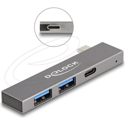 Delock 3 Port Slim USB Hub mit USB Type-C zu 1 x USB 5 Gbps (USB-C, 3 Ports), Dockingstation + USB Hub, Grau Delock 3 Port Slim USB Hub mit USB Type-C zu 1 x USB 5 Gbps (USB-C, 3 Ports), Dockingstation + USB Hub, Grau