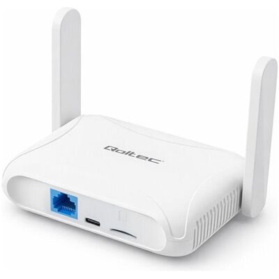 Qoltec Router Home & Travel 4G LTE WiFi 6 AX300 2.4GHz Dual Antena USB-C Micro SIM, Router, Weiss Qoltec Router Home & Travel 4G LTE WiFi 6 AX300 2.4GHz Dual Antena USB-C Micro SIM, Router, Weiss