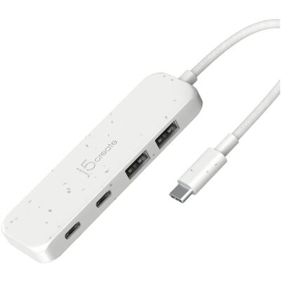 j5Create Umweltfreundlicher USB-C-zu-Hub Typ C & Typ A Gen 2 mit 4 Anschlüssen, USB 3.2 Gen 1 (3.1 G (USB-C, 4 Ports), Dockingstation + USB Hub, Weiss j5Create Umweltfreundlicher USB-C-zu-Hub Typ C & Typ A Gen 2 mit 4 Anschlüssen, USB 3.2 Gen 1 (3.1 G (USB-C, 4 Ports), Dockingstation + USB Hub, Weiss