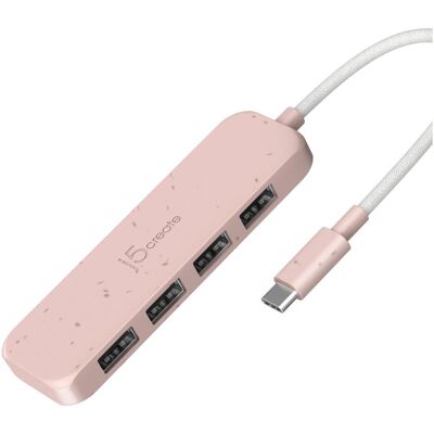 j5Create Umweltfreundlicher USB-C-zu-Hub Typ A Gen 2 mit 4 Anschlüssen, USB 3.2 Gen 1 (3.1 Gen 1) Ty (USB-C, 4 Ports), Dockingstation + USB Hub, Rosa j5Create Umweltfreundlicher USB-C-zu-Hub Typ A Gen 2 mit 4 Anschlüssen, USB 3.2 Gen 1 (3.1 Gen 1) Ty (USB-C, 4 Ports), Dockingstation + USB Hub, Rosa