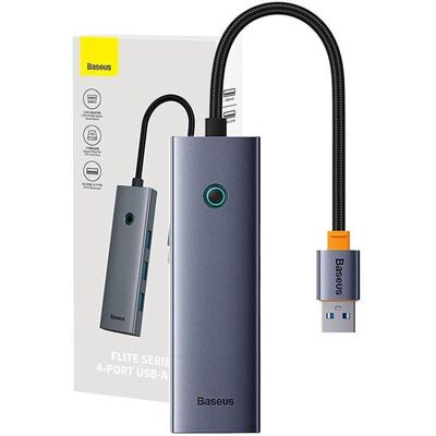 Baseus 4in1 Hub UltraJoy USB-A do 4xUSB 3.0 (space grey) (USB-A, 4 Ports), Dockingstation + USB Hub, Grau Baseus 4in1 Hub UltraJoy USB-A do 4xUSB 3.0 (space grey) (USB-A, 4 Ports), Dockingstation + USB Hub, Grau