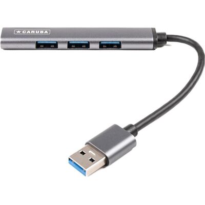 Caruba 4 in 1 USB Hub (USB-A, 4 Ports), Dockingstation + USB Hub, Grau, Silber Caruba 4 in 1 USB Hub (USB-A, 4 Ports), Dockingstation + USB Hub, Grau, Silber