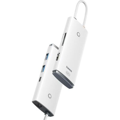 Baseus Lite Series 6-Port Type-C HUB Docking Station (Type-C to HDMI+USB3.0*2+PD+SD/TF) White (USB-C, 6 Ports), Dockingstation + USB Hub, Weiss Baseus Lite Series 6-Port Type-C HUB Docking Station (Type-C to HDMI+USB3.0*2+PD+SD/TF) White (USB-C, 6 Ports), Dockingstation + USB Hub, Weiss