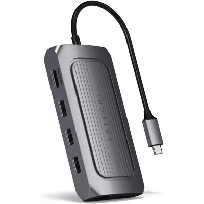 Satechi USB-C-Station/Replikator (U4MA3M) (USB-C, 7 Ports), Dockingstation + USB Hub, Grau Satechi USB-C-Station/Replikator (U4MA3M) (USB-C, 7 Ports), Dockingstation + USB Hub, Grau