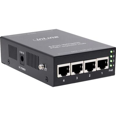 InLine PoE+ 10Gigabit Injektor Hub 4 Port (4x PoE+), 10Gb/s, Metall, lüfterlos (802.3af (PoE), 802.3at (PoE+), 65 W), PoE Injector InLine PoE+ 10Gigabit Injektor Hub 4 Port (4x PoE+), 10Gb/s, Metall, lüfterlos (802.3af (PoE), 802.3at (PoE+), 65 W), PoE Injector