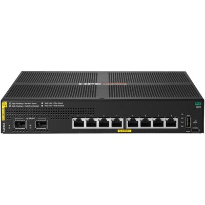 HPE Aruba Networking CX 6000 8p 10M/100M/1G Class4 PoE 2p SFP 1G 67W Switch EU en (8 Ports), Netzwerk Switch, Schwarz HPE Aruba Networking CX 6000 8p 10M/100M/1G Class4 PoE 2p SFP 1G 67W Switch EU en (8 Ports), Netzwerk Switch, Schwarz