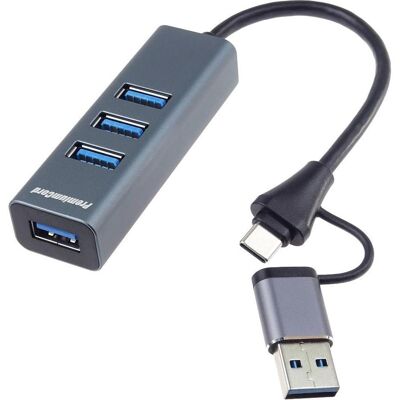 PremiumCord Hub 5G SuperSpeed, USB-C a USB-A na 4x USB-A 3.2 Gen 1 (USB-A, USB-C, 4 Ports), Dockingstation + USB Hub, Schwarz PremiumCord Hub 5G SuperSpeed, USB-C a USB-A na 4x USB-A 3.2 Gen 1 (USB-A, USB-C, 4 Ports), Dockingstation + USB Hub, Schwarz