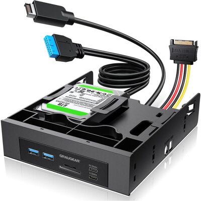 Graugear USB-HUB+Kartenleser Frontpanel m. 2,5" SSD Rahmen (USB-A, USB-C), Dockingstation + USB Hub, Grau Graugear USB-HUB+Kartenleser Frontpanel m. 2,5" SSD Rahmen (USB-A, USB-C), Dockingstation + USB Hub, Grau