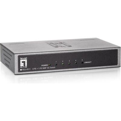LevelOne FEU-0511: 4+1x Switch, 100Mbit/s (5 Ports), Netzwerk Switch, Schwarz, Grau LevelOne FEU-0511: 4+1x Switch, 100Mbit/s (5 Ports), Netzwerk Switch, Schwarz, Grau