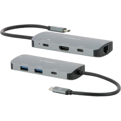 Mobilis 001382 (USB-C, 7 Ports), Dockingstation + USB Hub, Grau, Schwarz Mobilis 001382 (USB-C, 7 Ports), Dockingstation + USB Hub, Grau, Schwarz