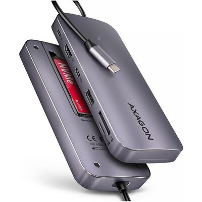 Axagon HUB HMC-6GM2 USB 6 in1 10 Gbit (USB-C, 6 Ports), Dockingstation + USB Hub, Grau Axagon HUB HMC-6GM2 USB 6 in1 10 Gbit (USB-C, 6 Ports), Dockingstation + USB Hub, Grau
