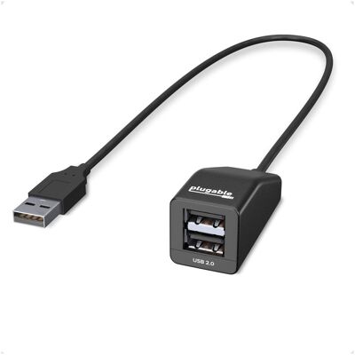 Plugable USB 2.0 2-Port Splitter (USB-A, 2 Ports), Dockingstation + USB Hub, Schwarz Plugable USB 2.0 2-Port Splitter (USB-A, 2 Ports), Dockingstation + USB Hub, Schwarz