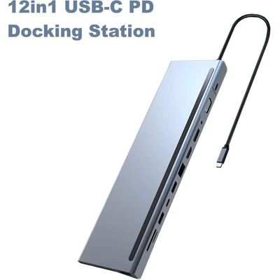 Roger Stacja/replikator MST 12w1 USB-C (RO-DOCK12IN1PD) (USB-C), Dockingstation + USB Hub, Schwarz Roger Stacja/replikator MST 12w1 USB-C (RO-DOCK12IN1PD) (USB-C), Dockingstation + USB Hub, Schwarz