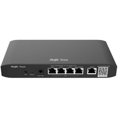 Ruijie 5-Port Gigabit Cloud-Managed Router, 5 x 1GE service ports including 4 x PoE/PoE+ ports with 54 W Po, Router, Schwarz Ruijie 5-Port Gigabit Cloud-Managed Router, 5 x 1GE service ports including 4 x PoE/PoE+ ports with 54 W Po, Router, Schwarz