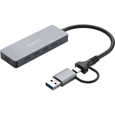 Ewent Hub USB 3.2 Gen 1 USB-A-C a 7 porte con interruttori, adattatore di alimentazione, USB-A e USB-C (USB-C, 7 Ports), Dockingstation + USB Hub, Grau Ewent Hub USB 3.2 Gen 1 USB-A-C a 7 porte con interruttori, adattatore di alimentazione, USB-A e USB-C (USB-C, 7 Ports), Dockingstation + USB Hub, Grau