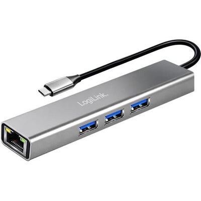 LogiLink Prüfen (USB-C, 4 Ports), Dockingstation + USB Hub, Silber LogiLink Prüfen (USB-C, 4 Ports), Dockingstation + USB Hub, Silber