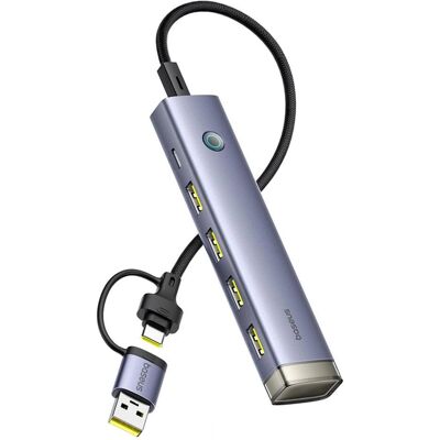 Baseus HUB USB Hub USB-A/USB-C UltraJoy Series 4xUSB-A 3.1 1xUSB-C 5V - szary (USB-A, USB-C, 5 Ports), Dockingstation + USB Hub, Grau, Silber Baseus HUB USB Hub USB-A/USB-C UltraJoy Series 4xUSB-A 3.1 1xUSB-C 5V - szary (USB-A, USB-C, 5 Ports), Dockingstation + USB Hub, Grau, Silber