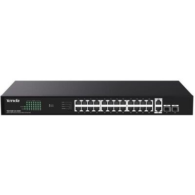 Tenda Switch TEG1128P-24-410W (26 Ports), Netzwerk Switch, Schwarz, Grau Tenda Switch TEG1128P-24-410W (26 Ports), Netzwerk Switch, Schwarz, Grau