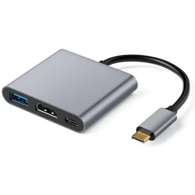 S-Conn USB-C Dockingstation 3-in-1 HDMI PD Hub (USB-C), Dockingstation + USB Hub, Grau S-Conn USB-C Dockingstation 3-in-1 HDMI PD Hub (USB-C), Dockingstation + USB Hub, Grau